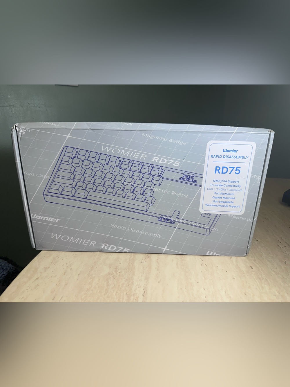 Womier RD75 Pro 75% Aluminum Gaming Keyboard with Quick Release Wireless- Beige